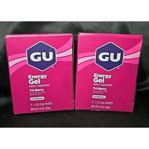 GU Energy Gel Tri-Berry Caffeine, 8 Packets Lot of 2 = 16 Total, Exp 04/2027 New
